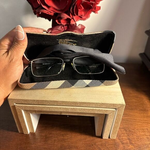 VINTAGE Burberry B 1170 1001 Black Metal Half Rim Eyeglasses Frames with case - Picture 1 of 14